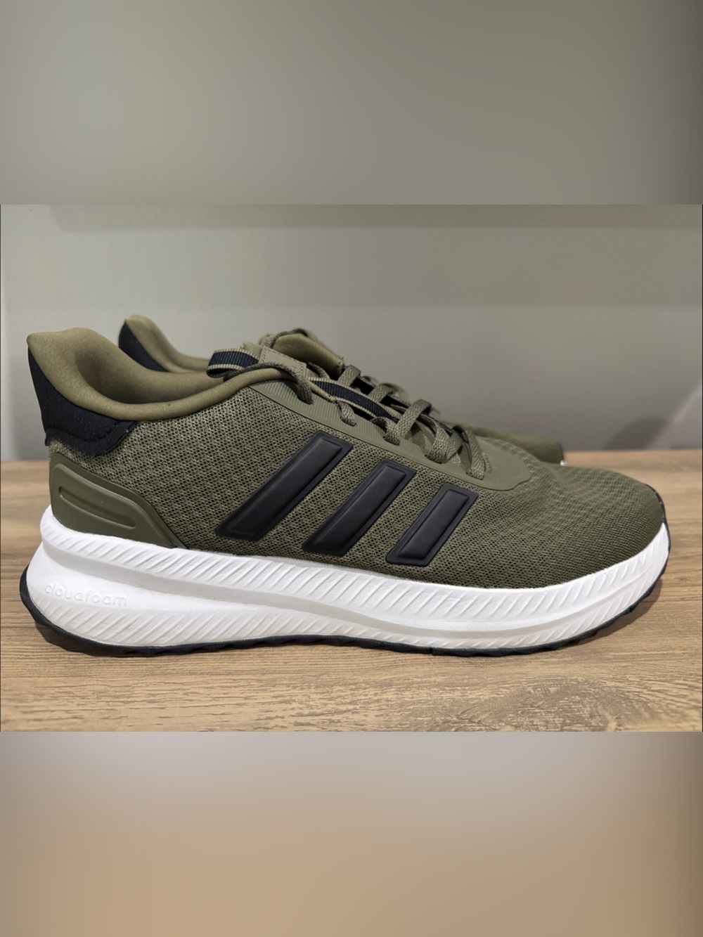 Adidas X_PLR Path Men’s Running Shoes – Size 10. Olive, Black, & White